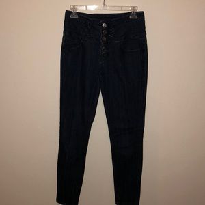 High waisted dark denim jeans